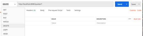 postman delete request
