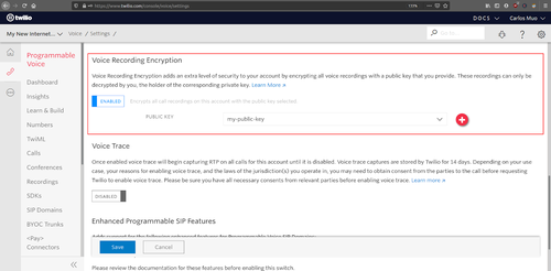 Enable voice recording encryption