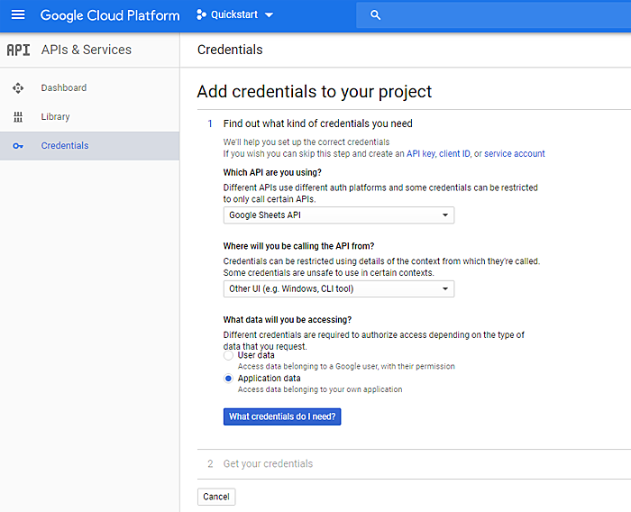 Credenciales de la plataforma Google Cloud
