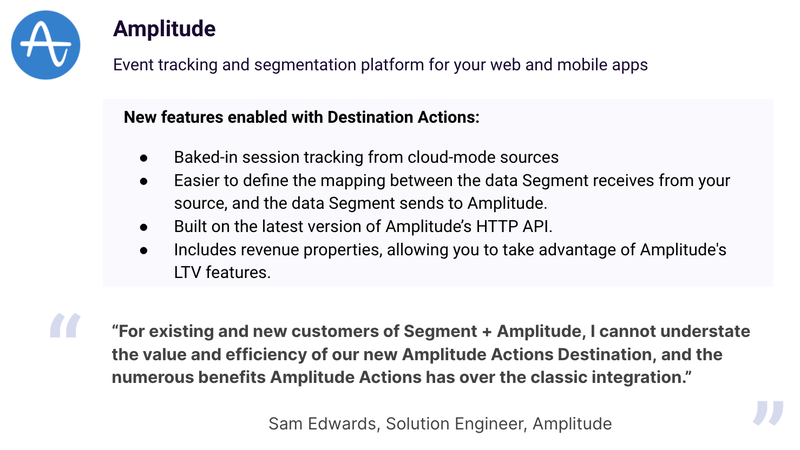 Amplitude features for Segment Destinations