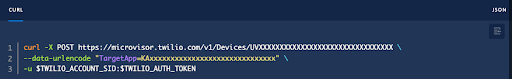 The Microvisor REST API enables you to target a new application bundle “TargetApp=KAx...” to the device “UVx...” that needs to be recovered