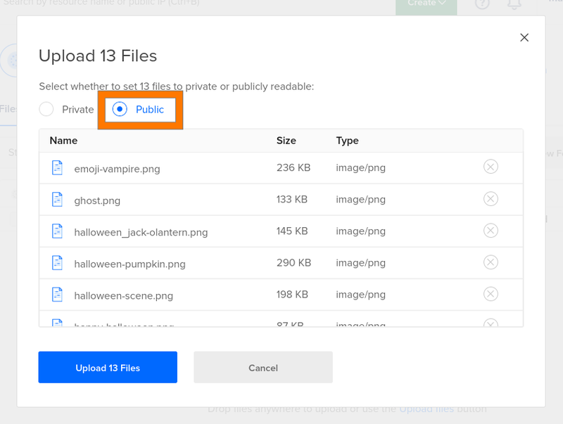 Set uploaded files to be public before uploading them to the DigitalOcean Space