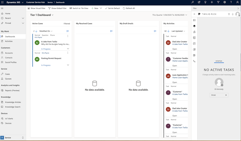 Funções no Flex conduzindo ações no Dynamics 365