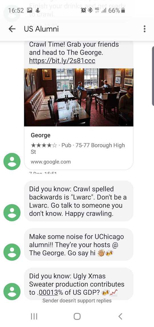 Feed of real-time SMS at a Twilio Holiday Party