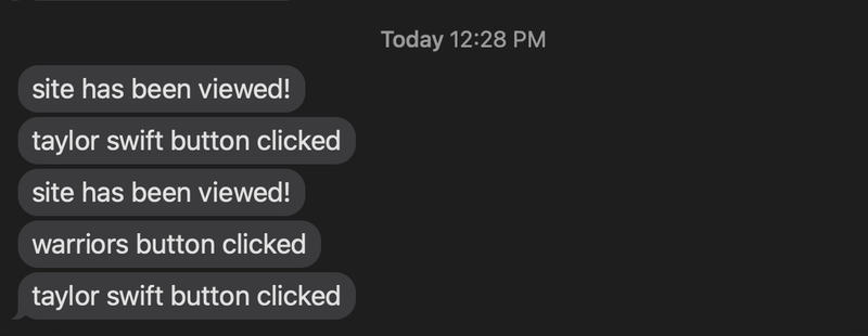 sms example buttons clicked