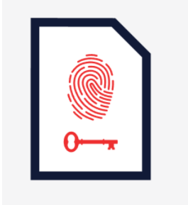 Single-IMSI SIM, with the fingerprint representing an IMSI, and the key representing integration with a mobile core