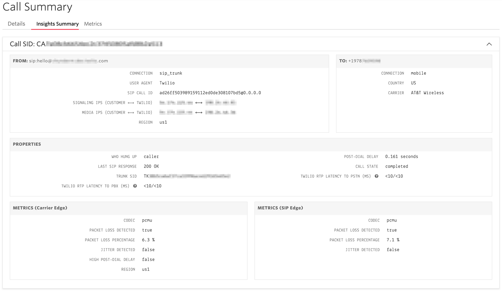 Voice Insights Call Summary Twilio