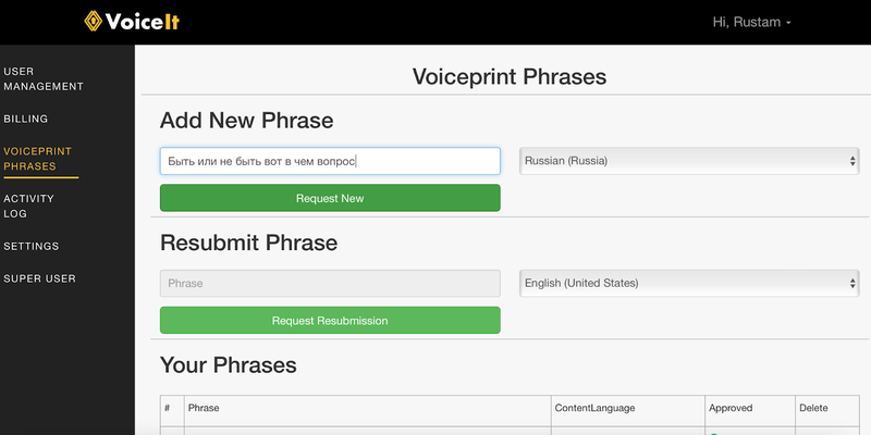 Setting a VoiceIt language