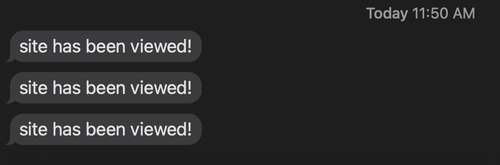 sms messages sent saying your site has been viewed!