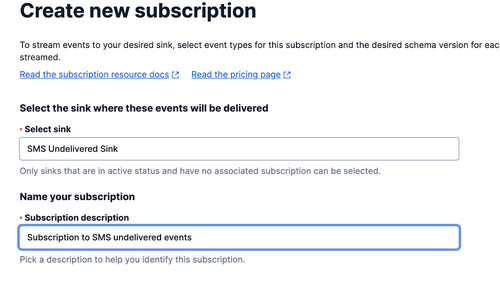 Sink subscription description