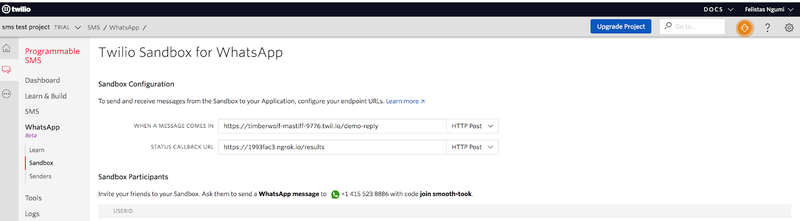 Twilio Sandbox for WhatsApp