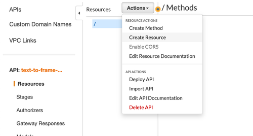 API Gateway resource