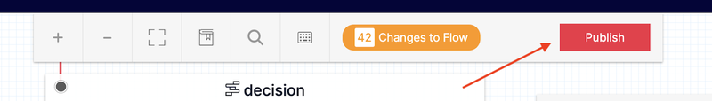 Screenshot of where to find the publish button in Twilio Studio