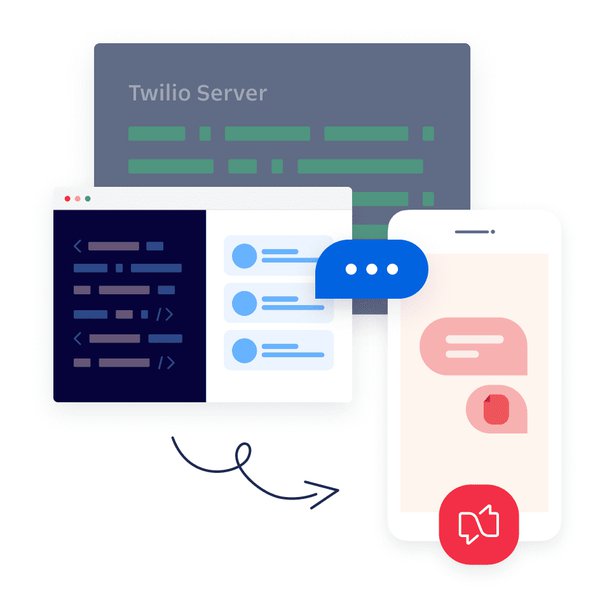 Illustration of browser-based chat applications connecting customers through backend and frontend databases