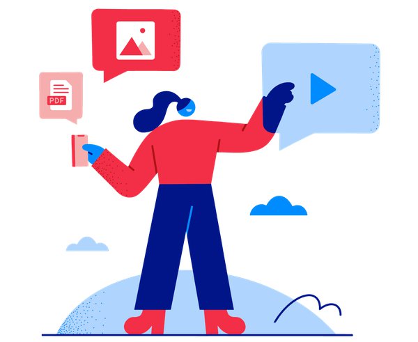 Illustration of sending and receiving rich media through various platforms