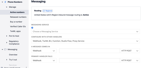 Configure Messaging for Phone Number