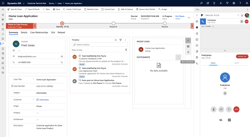 Chamada para uma instância do Flex integrada ao Dynamics 365