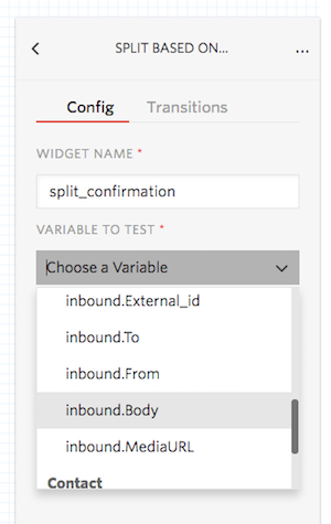 Split variable to test