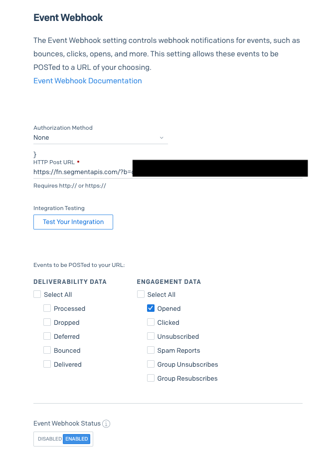 Changing event webhooks from inside of Segment