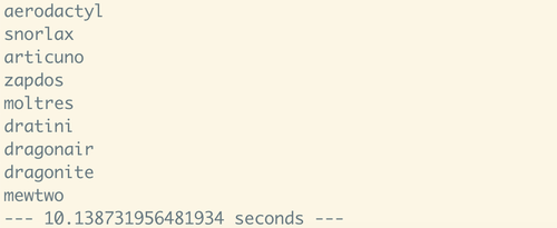 Console output from 150 synchronous requests, displaying a time of ~10 seconds