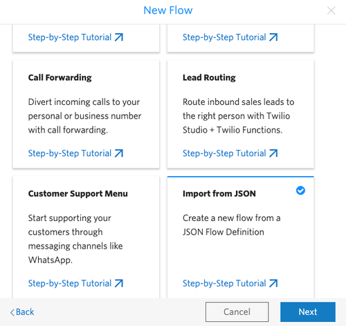 Twilio IVR Builder Import Studio Flow from JSON
