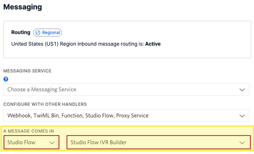 Twilio IVR Builder Configure SMS Message Behavior