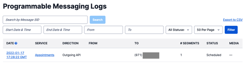 Programmable Messaging Logs before delivery